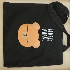 Black Tote Bag with Bear Design